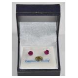 10K Gold Genuine Ruby Stud Earrings