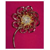 Sarah Coventry Rhinestone Flower Brooch