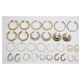 15 Pr Hoop Earrings Gold & Silver Tone