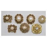 7 Pc Vintage Gold Tone Button Covers