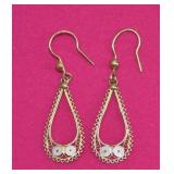 Gold Plated 925 Filigree Dangle Earrings