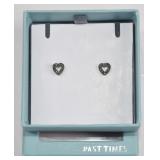 Past Times Sterling Marcasite Heart Studs
