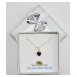 10K Gold Blue Topaz Heart Pendant