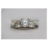 Sterling CZ Solitaire Ring Sz 7