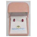 10KT Gold Genuine Ruby Stud Earrings