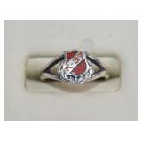 Birks Sterling Enamel Crest Ring Sz 4.5