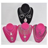 10 Silver Tone Pendant Necklaces