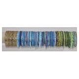 50+ Metal Bangles w/ Glass Accents