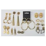 Gold Tone Earrings Lot 10 Pairs Mix