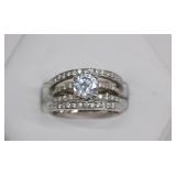 Sterling CZ Bridal Ring Set Sz 6