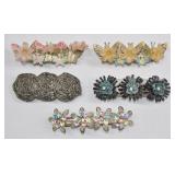 Decorative Floral & Metal Barrettes Lot
