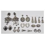 10 Pairs Silver Tone Dangle Earrings