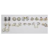 10 Pairs Pearl & Silver Tone Earrings