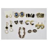 10 Pc Gold Tone & Enamel Earrings