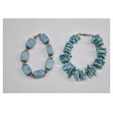 Aqua Stone Bracelets 2 Pc 8'