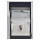 10K Gold Pear Amethyst Pendant