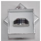 STEL Stainless Onyx Inlay Ring Sz 10