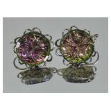 Vintage Multi-Color Glass Clip Earrings