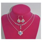 Floral Necklace & Earrings Set 2 Pc 16'