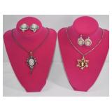 Cameo Necklace & Earrings Lot 4 Pc