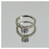 Sterling Halo CZ Ring Size 7