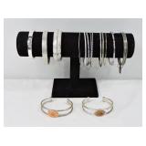 Silver Tone Bangle Bracelet Lot 15pc