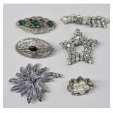 Vintage Brooch Lot Rhinestone & Faux Pearl