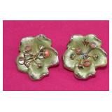 Kramer NY Sage Green Flower Clip Earrings
