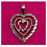 10KT Gold Triple Heart Pendant