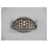 Sterling Champagne & White CZ Ring Sz 7