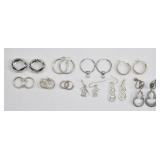 Silver Tone Earring Lot (10 Pairs)