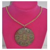 Vintage Coin Medallion Necklace 18'