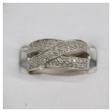 Sterling CZ Crossover Ring Sz 7