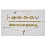 5 Pc Bracelet Lot Gold Tone Mixed Styles
