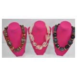 Fashion Statement Bead Necklaces 3pc Lot