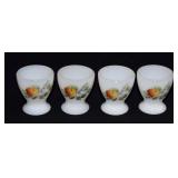 4 Arcopal Milk Glass Apple Egg Cups