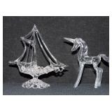 Art Glass Sailboat & Unicorn Figurines