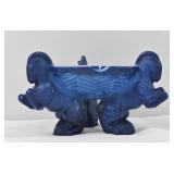 Blue Art Glass Horse Figural Bowl