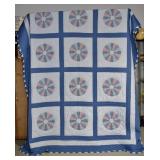 Vintage Dresden Plate Quilt Blue & Pink