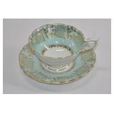 Royal Stafford Aqua & Gilt Teacup Duo
