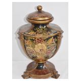 Large 16' Hand Painted Floral Lidded Urn