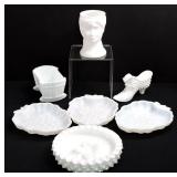 Milk Glass Assorted Lot 7 pcs
