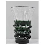 Val St Lambert Aline Green Crystal Vase