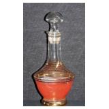 Mid-Century Peach & Gold Glass Decanter