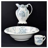 Vintage Wash Basin Set w Pitcher & Cup