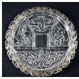 Silver Overlay Divided Glass Serving Tray