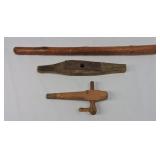 Antique Wood Spigot & Tool Lot (3 Pcs)