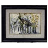 Untitled (Church with Autumn Trees) Watercolour