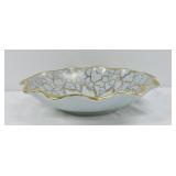 Vintage Gold Crackle Porcelain Bowl 10.5'