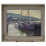 M. Spenceley Oil on Canvas - Fishing Boats